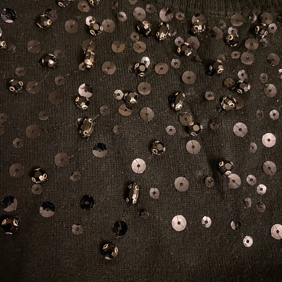 Express V Neck Fitted Sequin Sweater - Picture 3 of 4